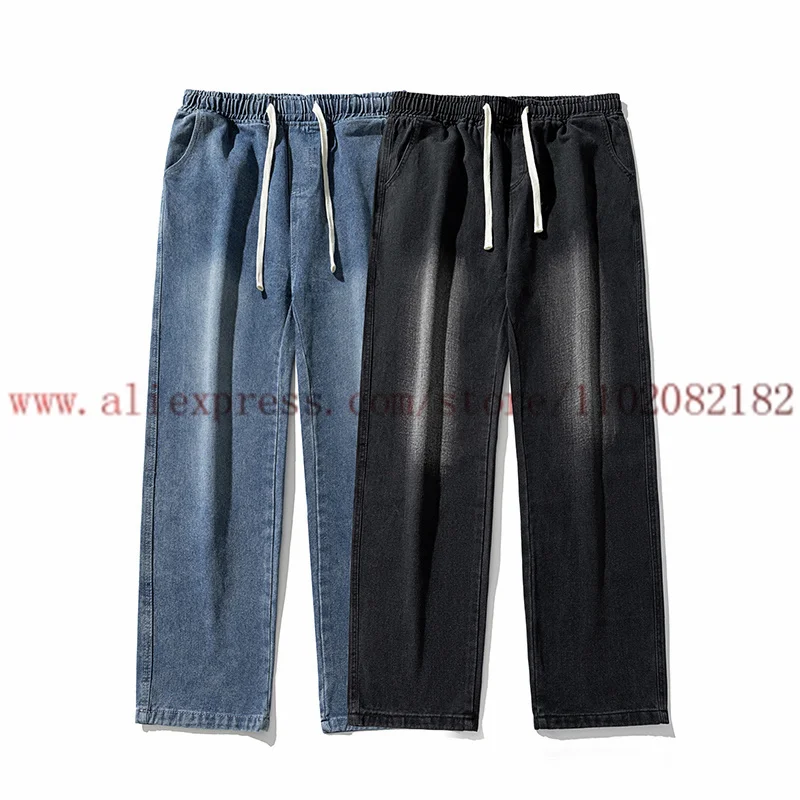 

2024 New Loose Wide Leg Jeans Men Women Spring Autumn Drawstring Jeans Straight Leg Pants