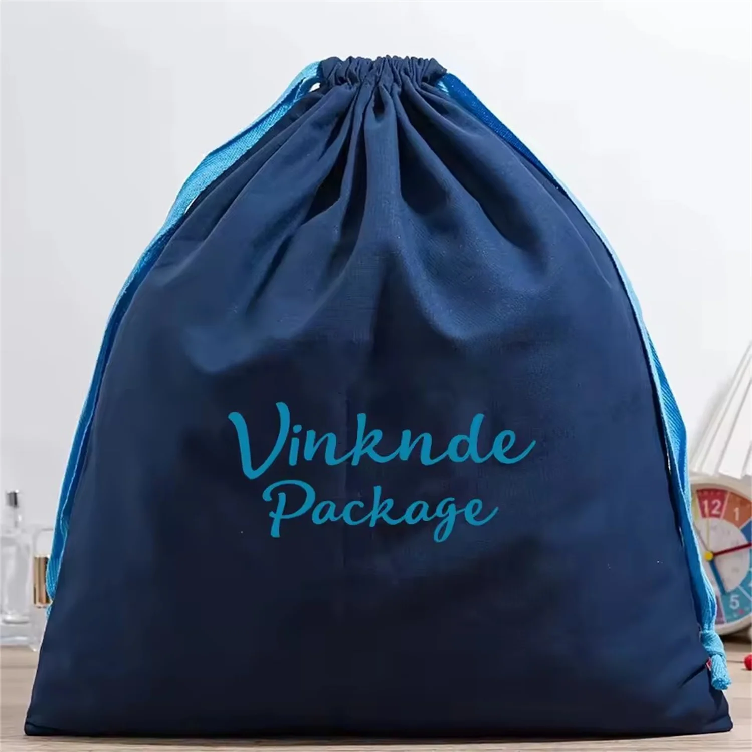 

Blue Luxury Soft Jewelry Bags Custom Cotton Canvas Drawstring Pouch Personalized Logo Large Dust Cotton Bag for Perfume Shoe
