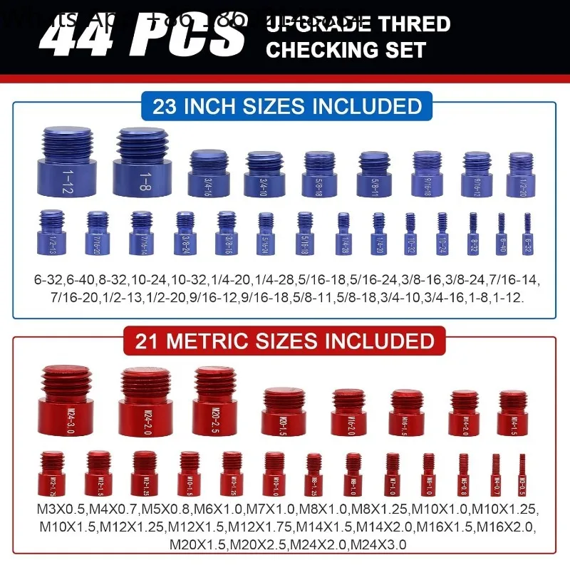 Nut and Bolt Thread Checker, Gongzi Gauge, Metric and British 44-piece Set