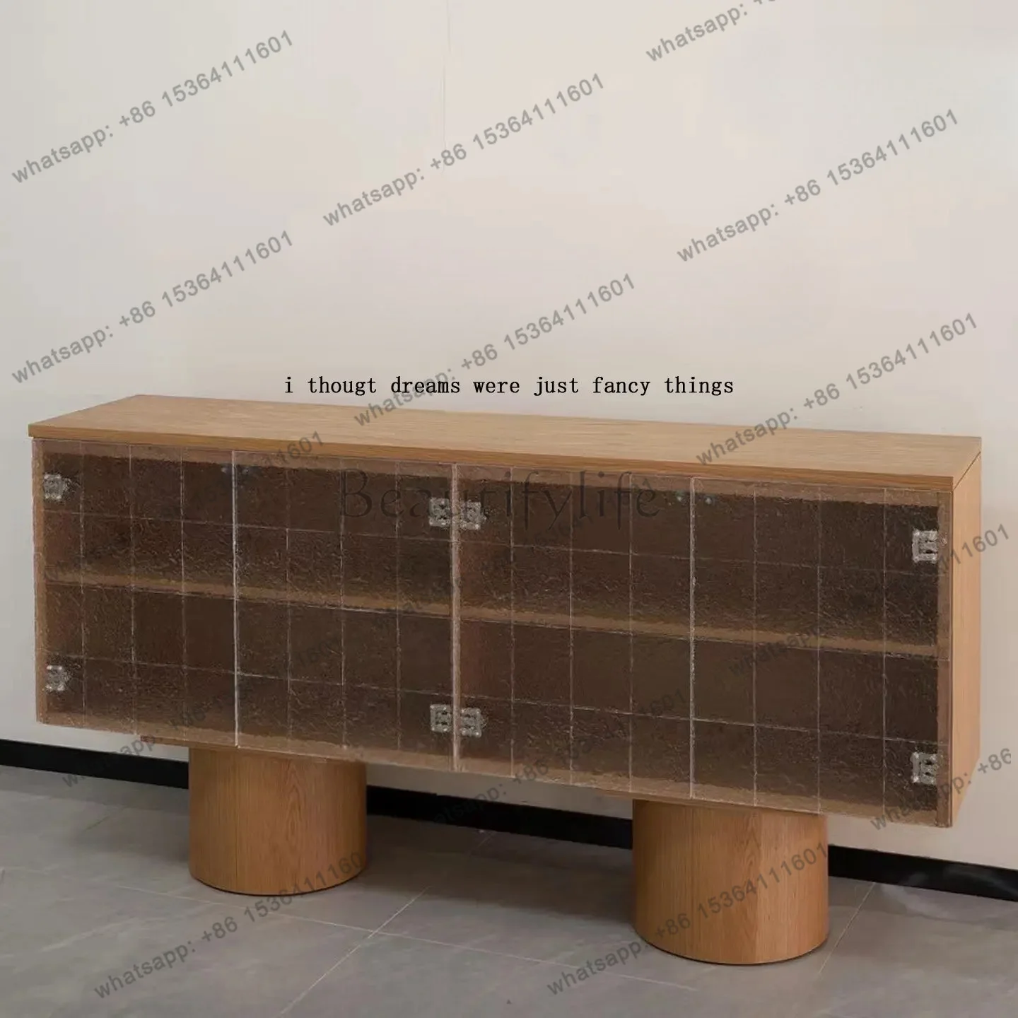 

zj.Medieval solid wood porch dining side cabinet art transparent locker designer villa retro against the wall