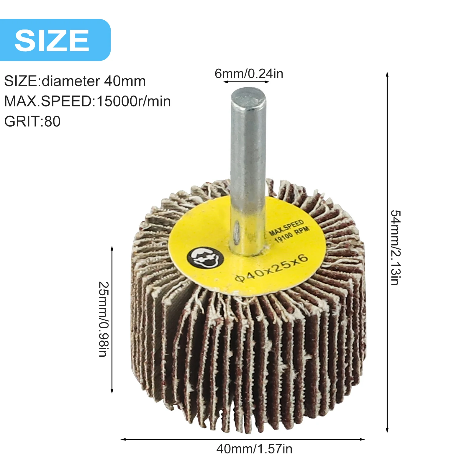 16-80mm 6mm Shank 80 Grit Sanding Flap Wheel Disc Abrasive Grinding Wheel Accessories Sandpaper Polishing Tools