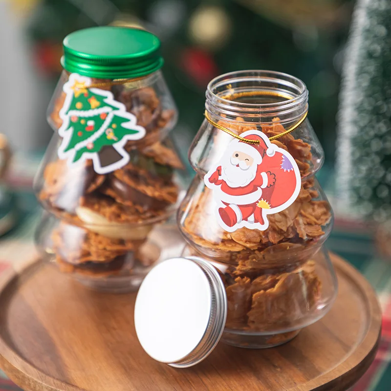 Transparent Plastic Feeder Bottle Candy Box Christmas Tree Sweet Jar Kids Favor Gift Candy Cookie Snack Packing New Year Decor