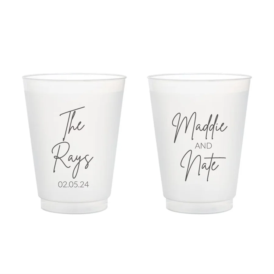 Custom Plastic Cups Wedding Favors, Personalized Plastic Cups Wedding Favors, Custom Wedding Frosted Cups, Custom Plastic Cups