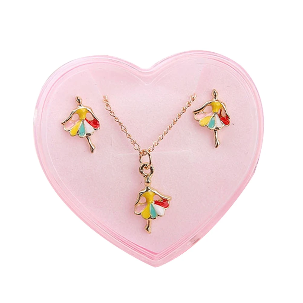 

Cherry Rhinestone Necklace Earrings Set Little Girls Jewelry Party Favor Birthday Gift Storage Box Included Random Color