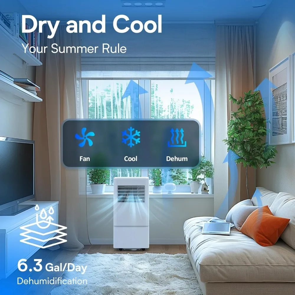 Air Choice Portable Air Conditioner, 8000 BTU  Room Up to 350 Sq.Ft, 24H Timer, 3-in-1 Quiet AC Unit as Cooler Dehumidifier Fan