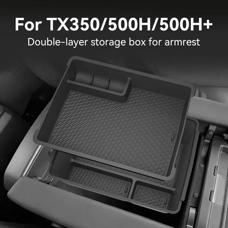 

For Lexus TX 350 / TX 500h / TX 550h+ 2024-2026 Center Console Organizer Tray — Double Layer Secondary Storage Box Accessories