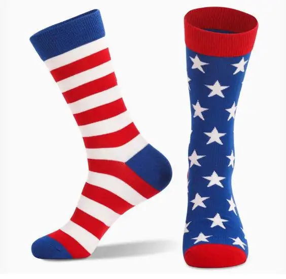 

1Pair American Independence Day Socks Midcalf Patriotic Flag Striped Mens Socks Casual Sports 4Th of July Usa Celebration