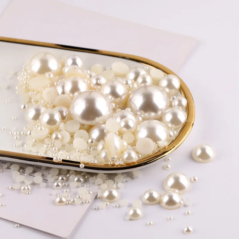 ABS Flatback Half Pearl Nail Art DIY Craft Accessories, High Gloss  Semi-Circle  Imitation  Pearls  for Jewelry  Making