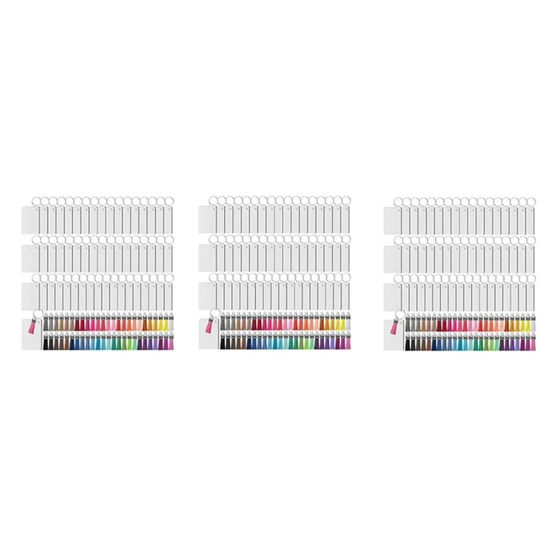 600Pcs Sublimation Keychain Blanks Set Rectangle Heat Transfer Blanks Keychain Tassels With Key Rings For Keychain DIY