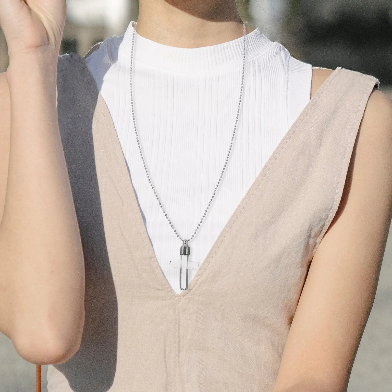 

Glass Bottle Cross Pendant Necklace Openable Vial Cremation Jewelry for Ashes Eternal Remembrance Keepsake Urn Necklace Memorial