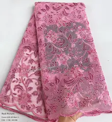 High Grade Clearance 3D Mesh Lace Soft African French Mesh Lace Floral Embroidered Tulle Fabric Nigerian Sequins Sewing Wear