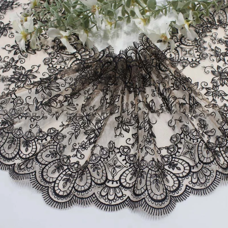 Bilateral Embroidered Lace Trim Net Embroidery Tulle Lace Fabric Mesh DIY Lace Sewing Fabric Bra Crafts for Lingerie Needle Work