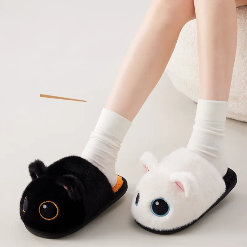 

Cat-shaped Winter Couple Slippers Cute Little Cat Animal Cotton Slippers Unisex Thickened Warm Soft Comfortable Indoor Slippers