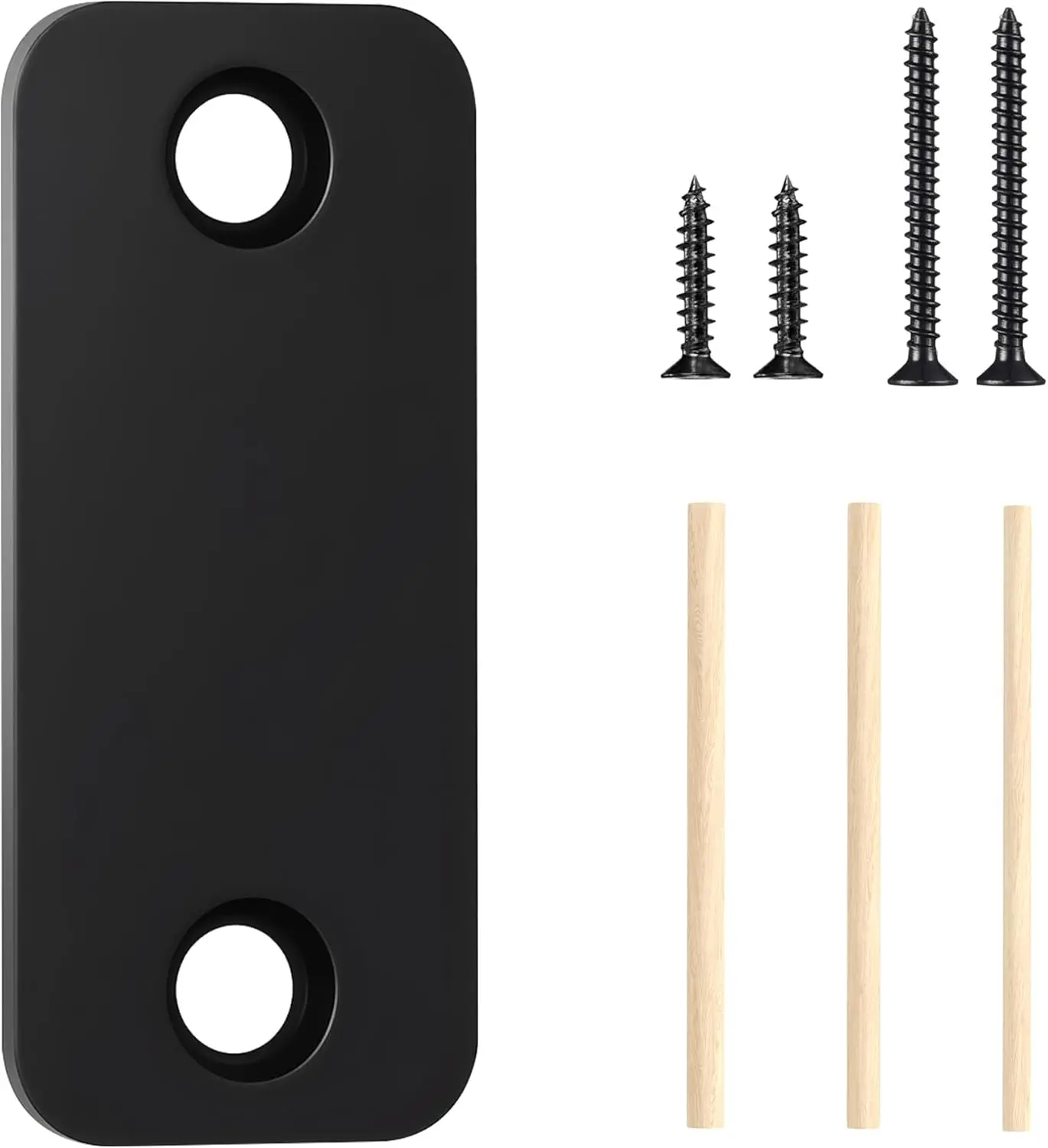 

Stainless Steel Door Hole Cover Plate 1x2-1/4 in, Round Corner Deadbolt Strike Plate Filler with Wood Dowels, 1 Pack