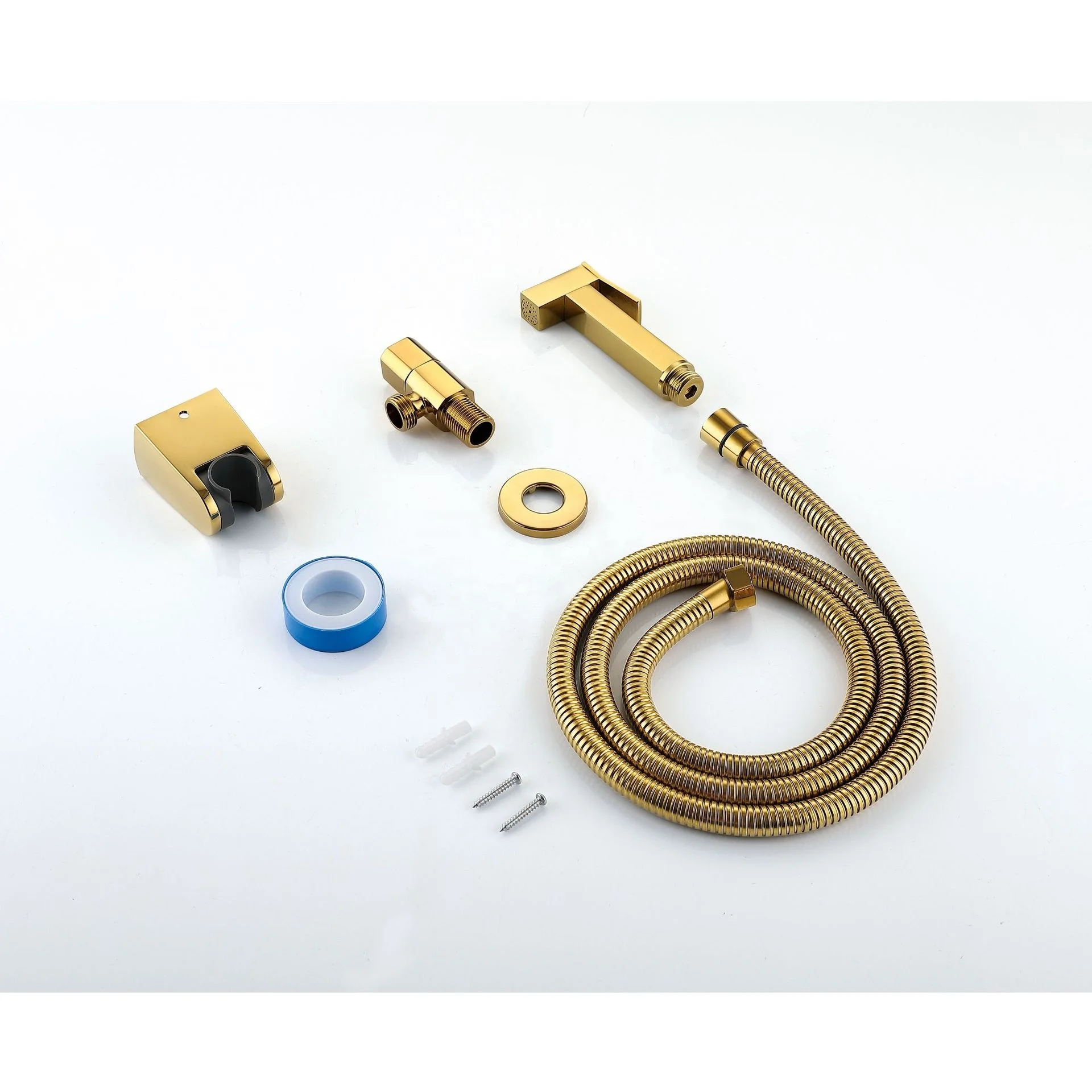 طقم بخاخ بيديت نحاسي محمول باليد، طقم بيديت ذهبي، مجموعة بخاخ حفاضات من قماش المرحاض