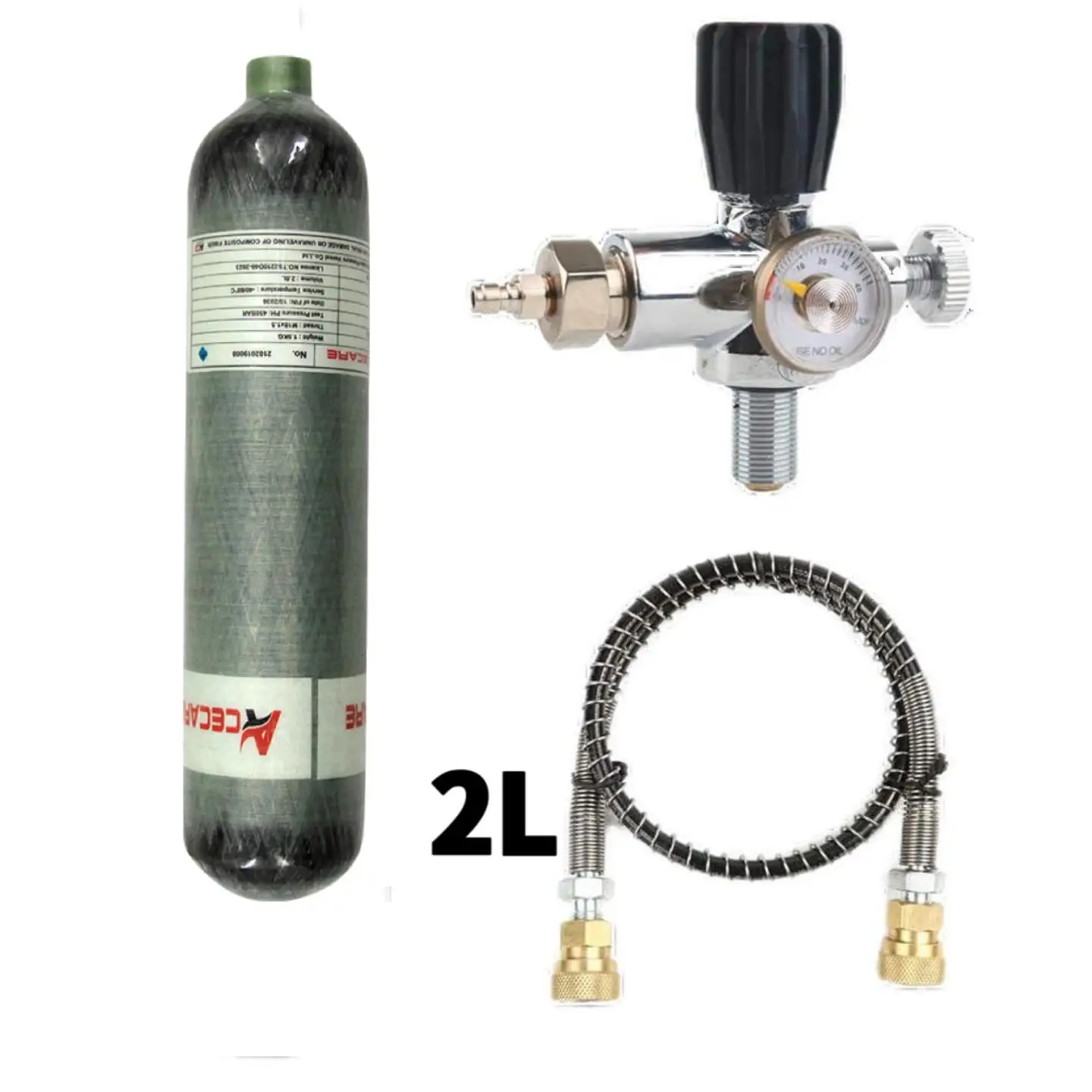 Acecare 4500psi 300bar 2l Koolstofvezel Cilinder Hpa Tank Hogedrukstation Ventiel Laadregelaar Ventiel M 18*1.5