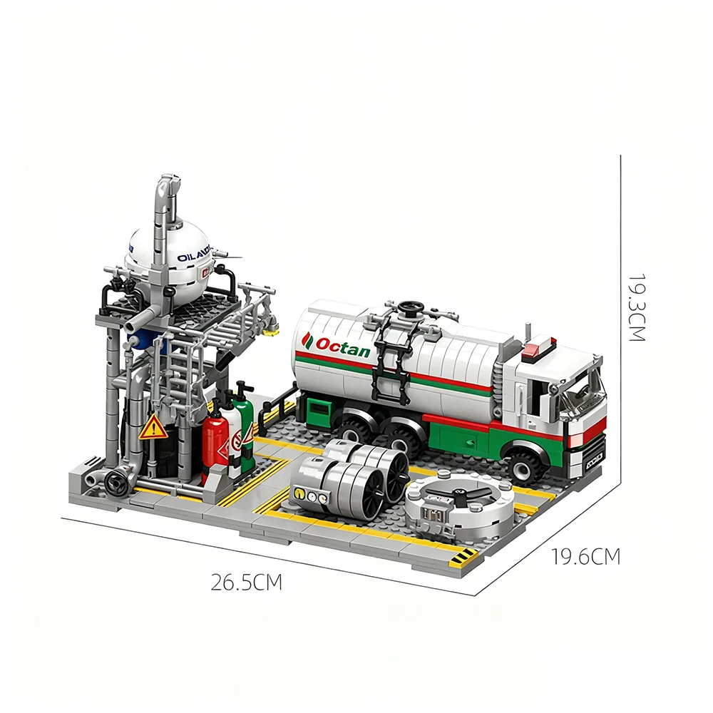 3 in 1 City Street View Building Blocks Set DIY Natural Gas Station, Science Lab Realistic Architecture Model Kit for Kids