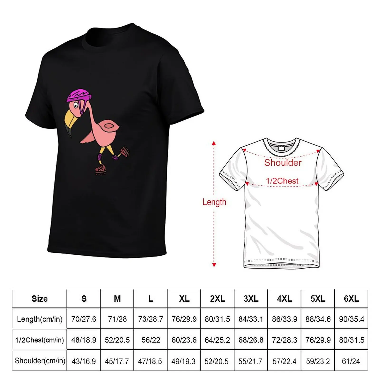 Cool Flamingo Rollerblading T-Shirt shirts graphic tee Short sleeve tee men clothings