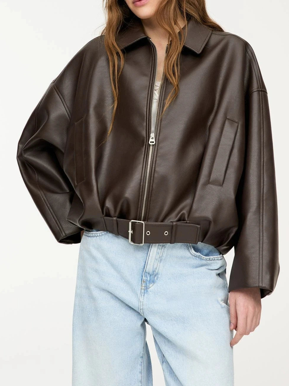 

2025 New Retro Coat Spring Bomber Jacket Women'S Casual Faux Leather Jacket Top Spring Autumn Women Slim Leather Coat Women Top