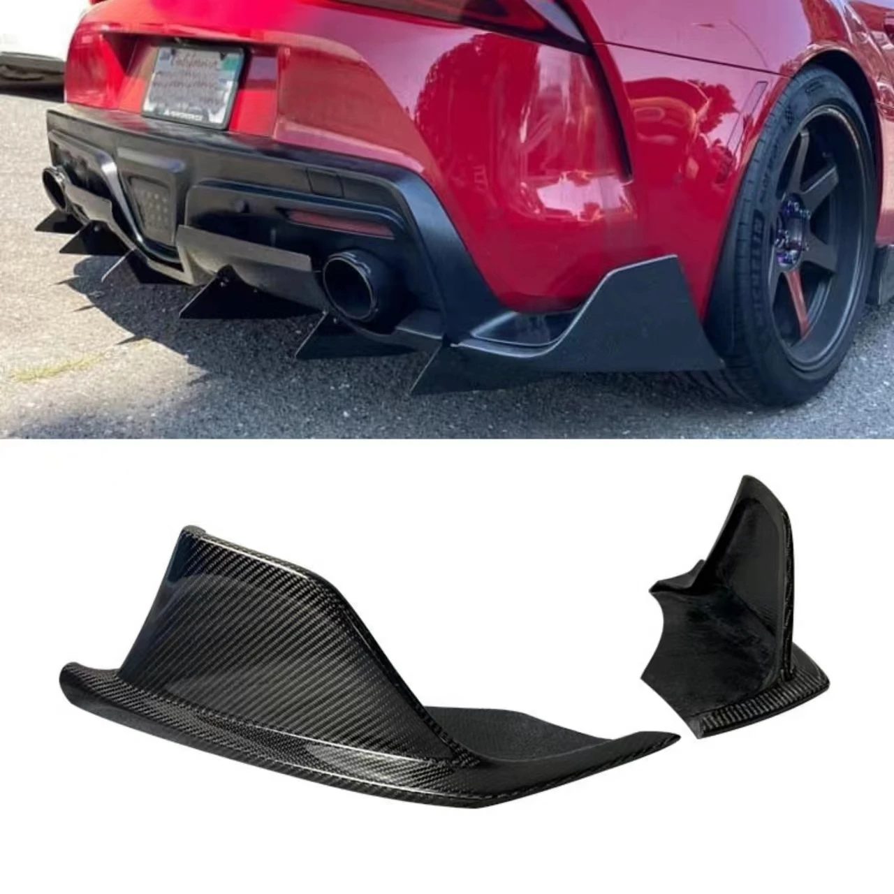 For Toyota Supra A90 A91 Mk5 Carbon Fiber Lip Flaps Spoiler Side Skrit Rear Spat Splitter Vrs Style Diffuser Splitter Kit