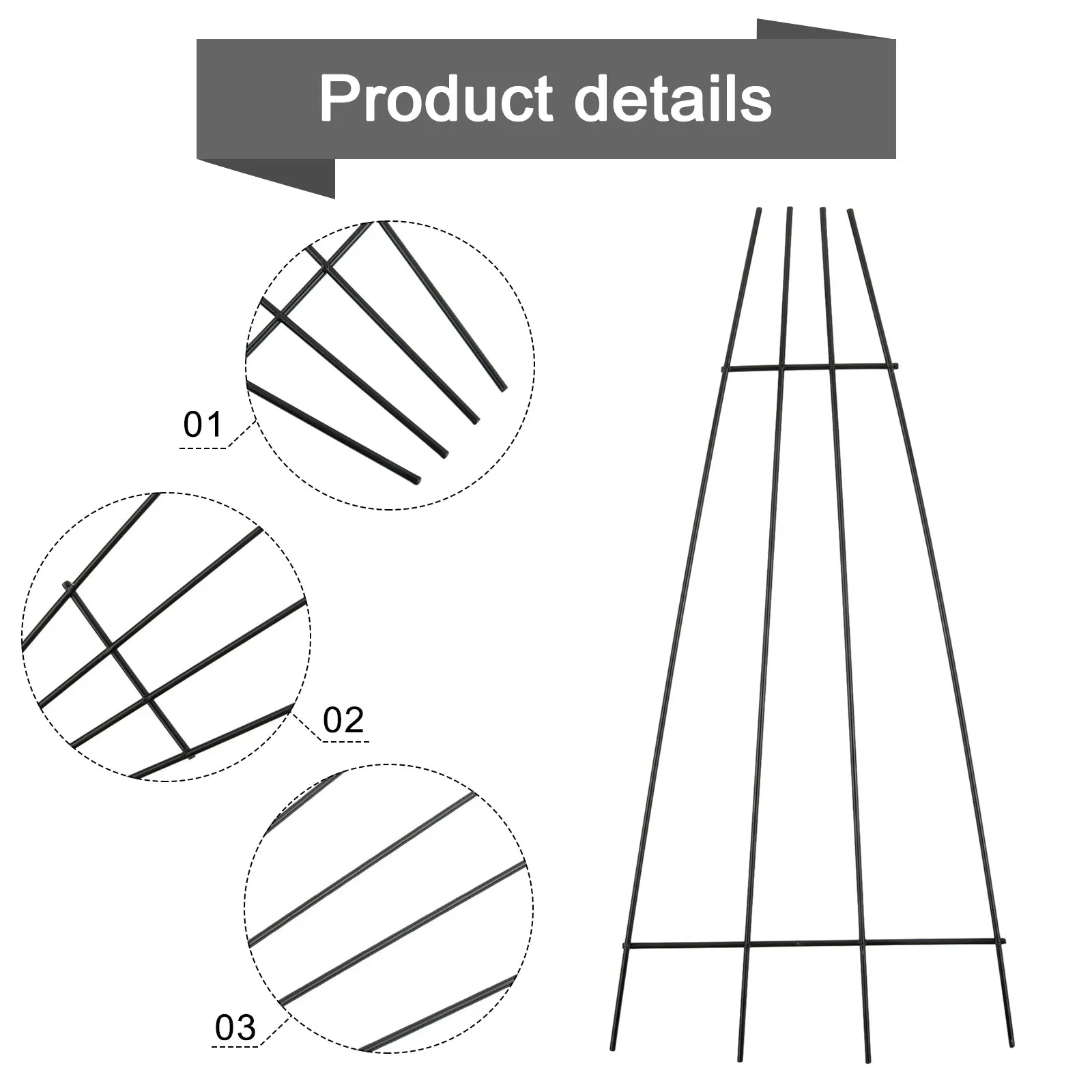 حديقة معدنية حديقة النبات دعم المعادن بوعاء تسلق النبات تعريشة الزهور الكرمة اللبلاب حديقة ديكور العرض #6