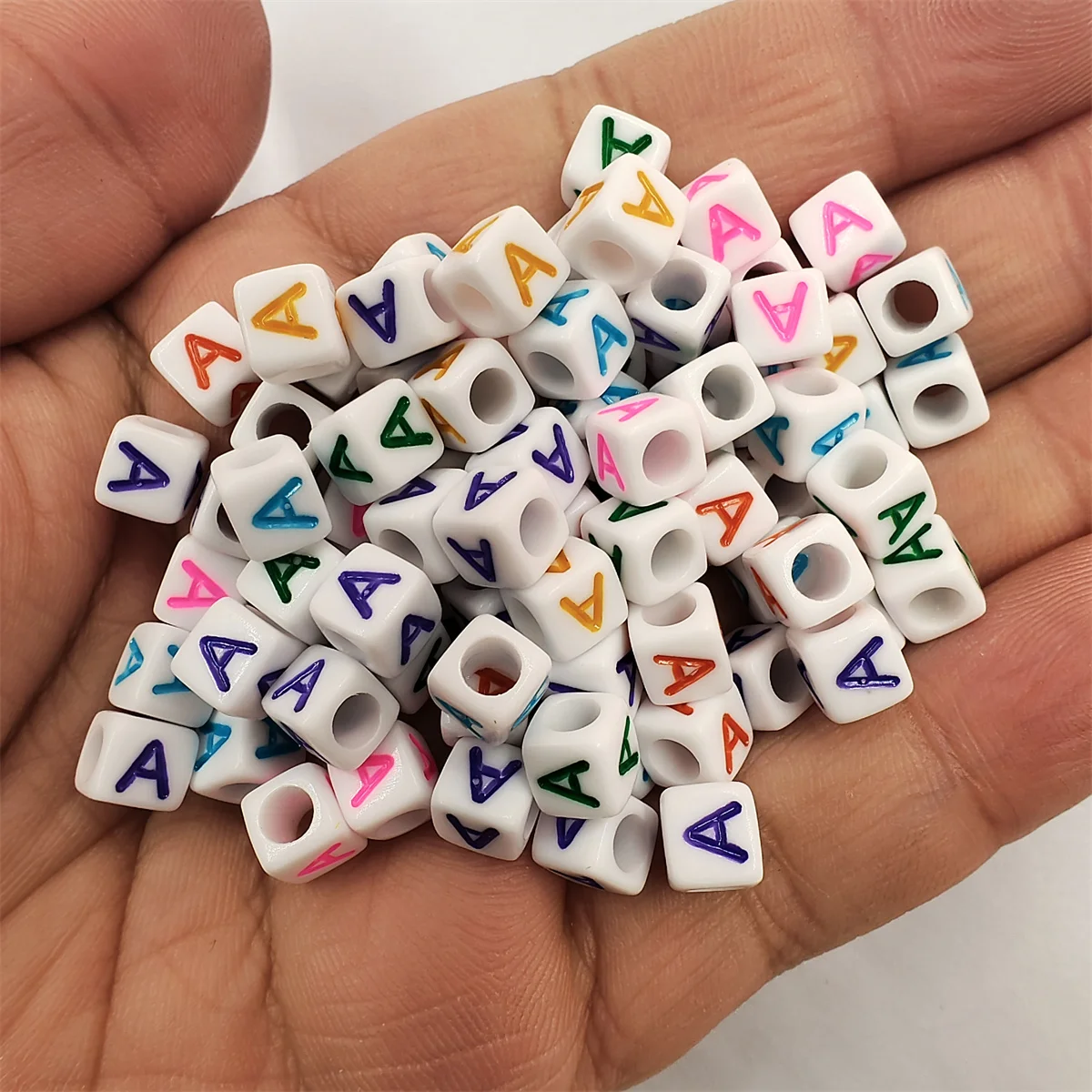 100 Pcs/set 6mm Acrylic 26 English Letter Beads With Big Hole Necklace Bracelet Pendant For Jewelry Making DIY Crafts Wholesale