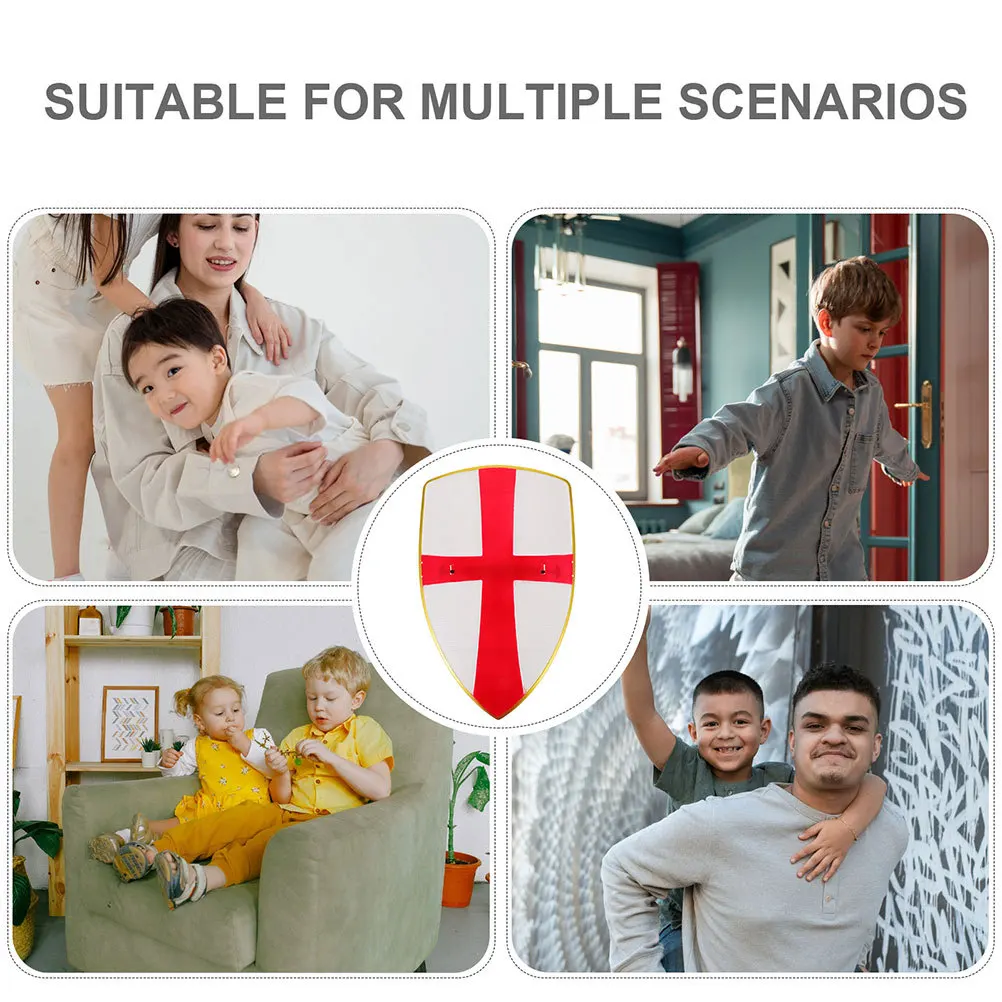 2Pcs Funny Cartoon Cross Pattern Shield Plastic Play Accessory Kids Roleplay for Boys Parent Child Interaction Cosplay Party