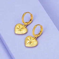 24k Gold Earrings Plated Real Gold Does Not Fade Heart-Shaped Earrings For Women'S Wedding Christmas Birthday Gifts