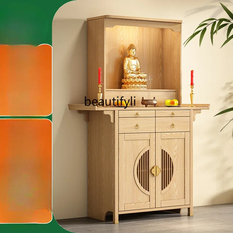 New style Solid wood shrine offering table Shentai incense table Household Buddha statue offering table Buddha cabinet