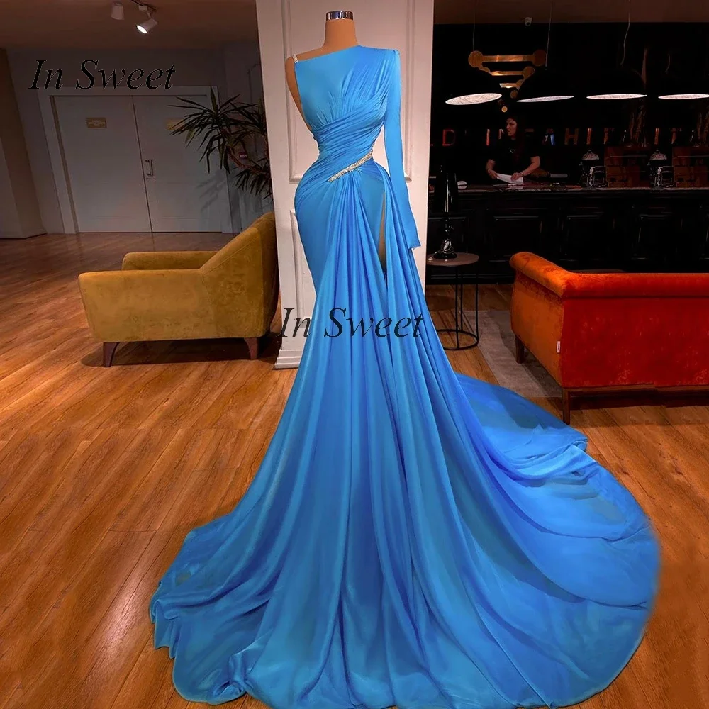 

Ball Gorgeous Long Sleeve Mermaid Evening Dresses Side Slit Prom Gown Chiffon Wedding Party Dress Formal Vestido De Noche