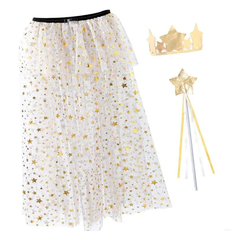 2 stks pailletten tule prinses cape prinses mantel met kronen hoofdband prinses verkleden kleding voor kinderen kleine meisjes