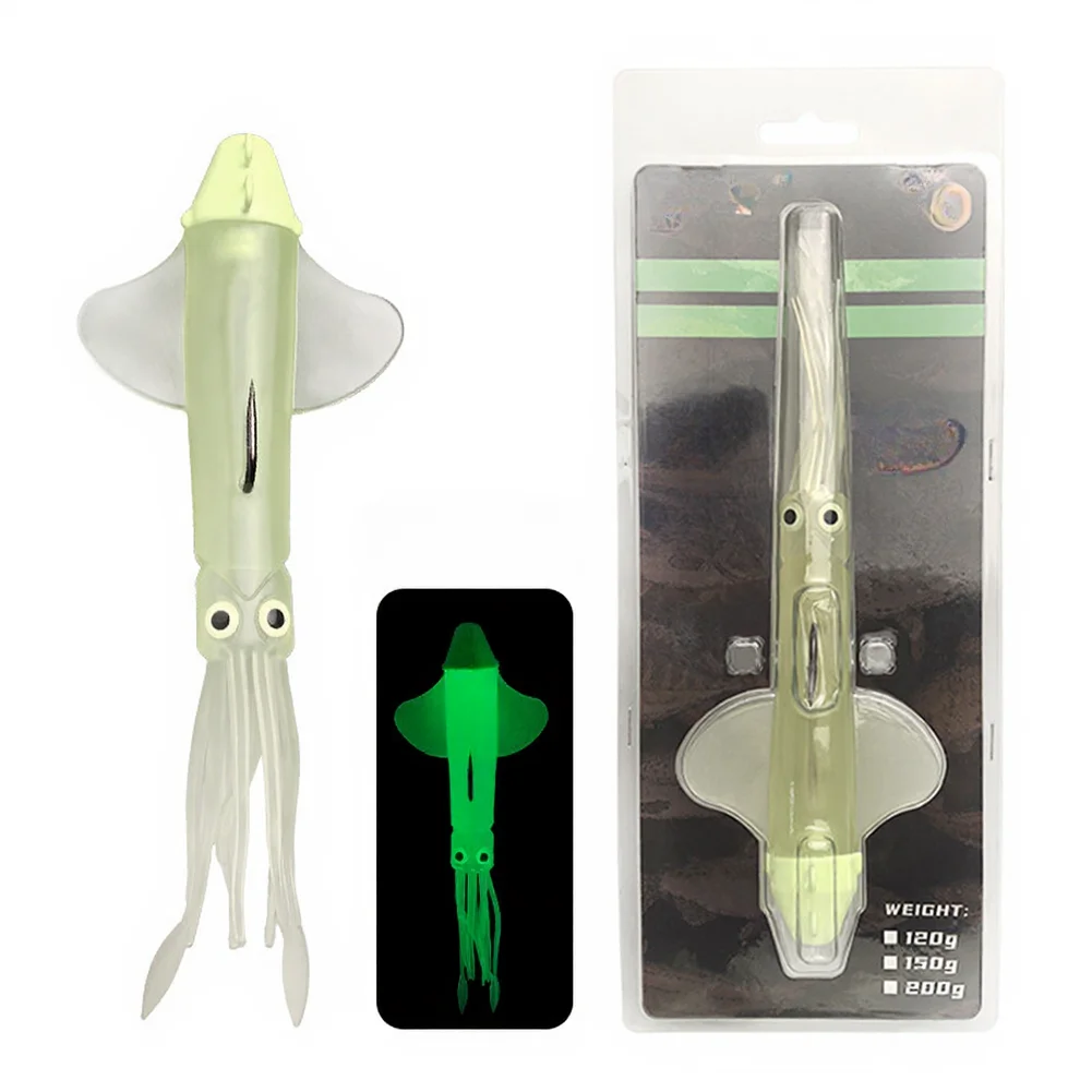 Isca Artificial de Lula com Sabor e Corpo de Lula 120/150/200g para Pesca de Atum e Marlin 21cm, 22cm, 23cm. 120g, 150g, 200g. Plástico