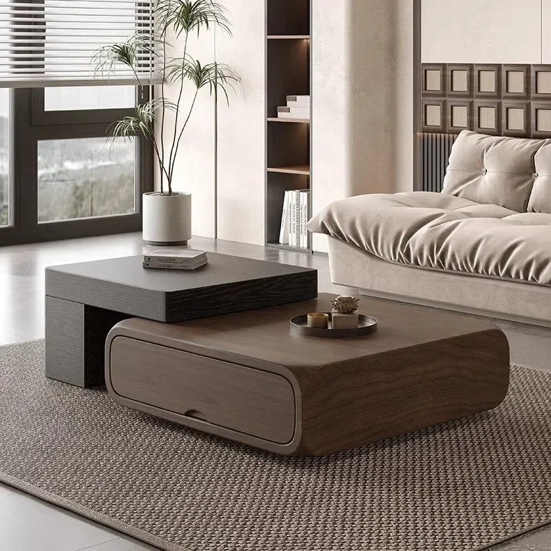 

For Walnut coffee table living room household small apartment modern simple antique solid wood silent wind TV cabinet combinatio