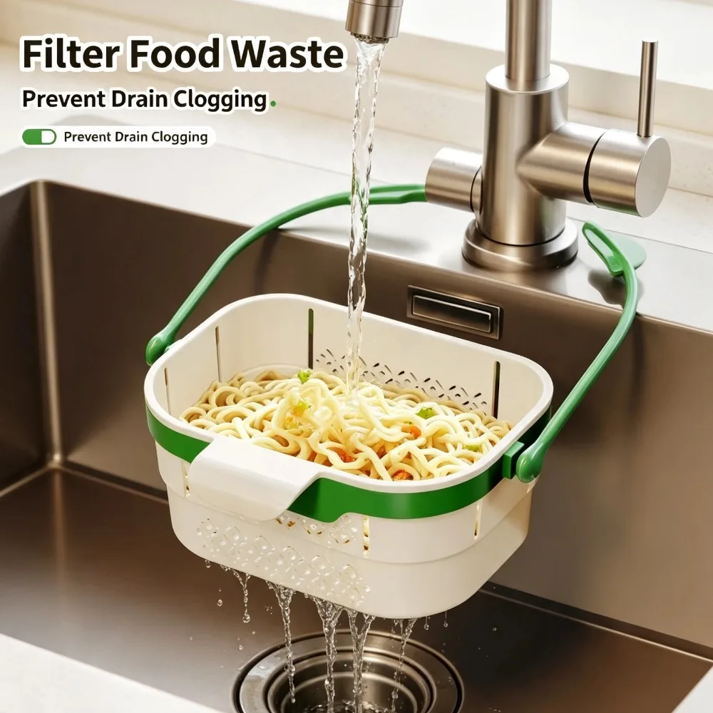 Hanging Sink Filter Basket Kitchen Foldable Sink Strainer Basket Kitchen Drain Basket For Food Waste Residue Filter Organizer