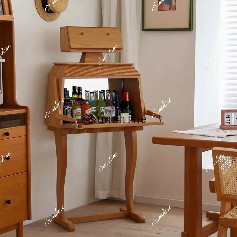 

Robot solid wood sofa side black walnut storage living room storage bedside cabinet FT