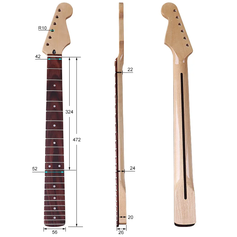 6-string 22-fret Canadian maple gloss electric guitar neck musical instrument DIY accessories