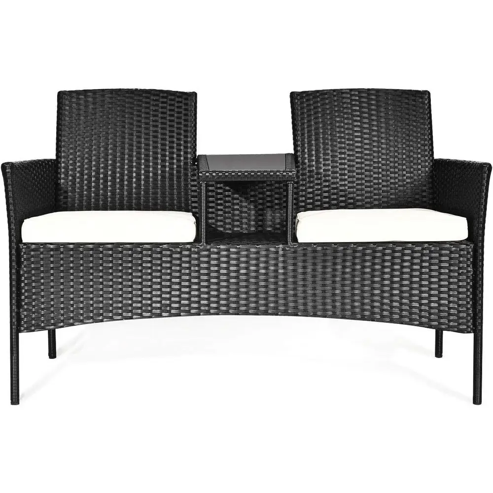 

Contion urniture Set with Table and Two Removable Cushions Rattan Wicker Chairs and Table Set or Patio,Garden, Bney and Lawn Out