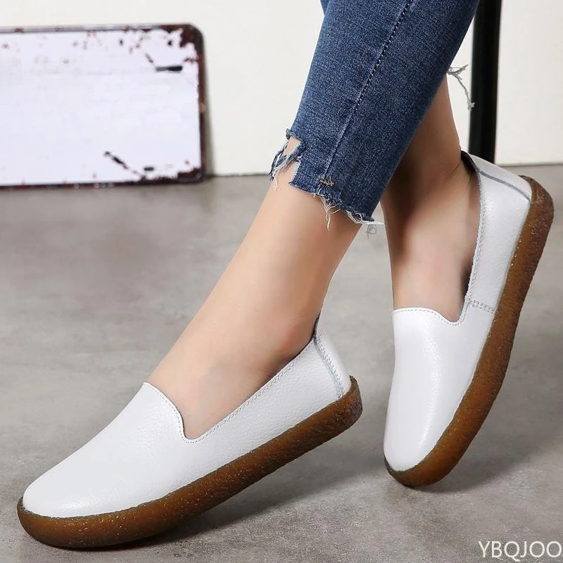 الربيع والخريف أزياء جديدة لينة سوليد عارضة مريحة المرأة حذا فردي للسيدات المشي في الهواء الطلق المرأة حذاء مسطح حجم كبير #3