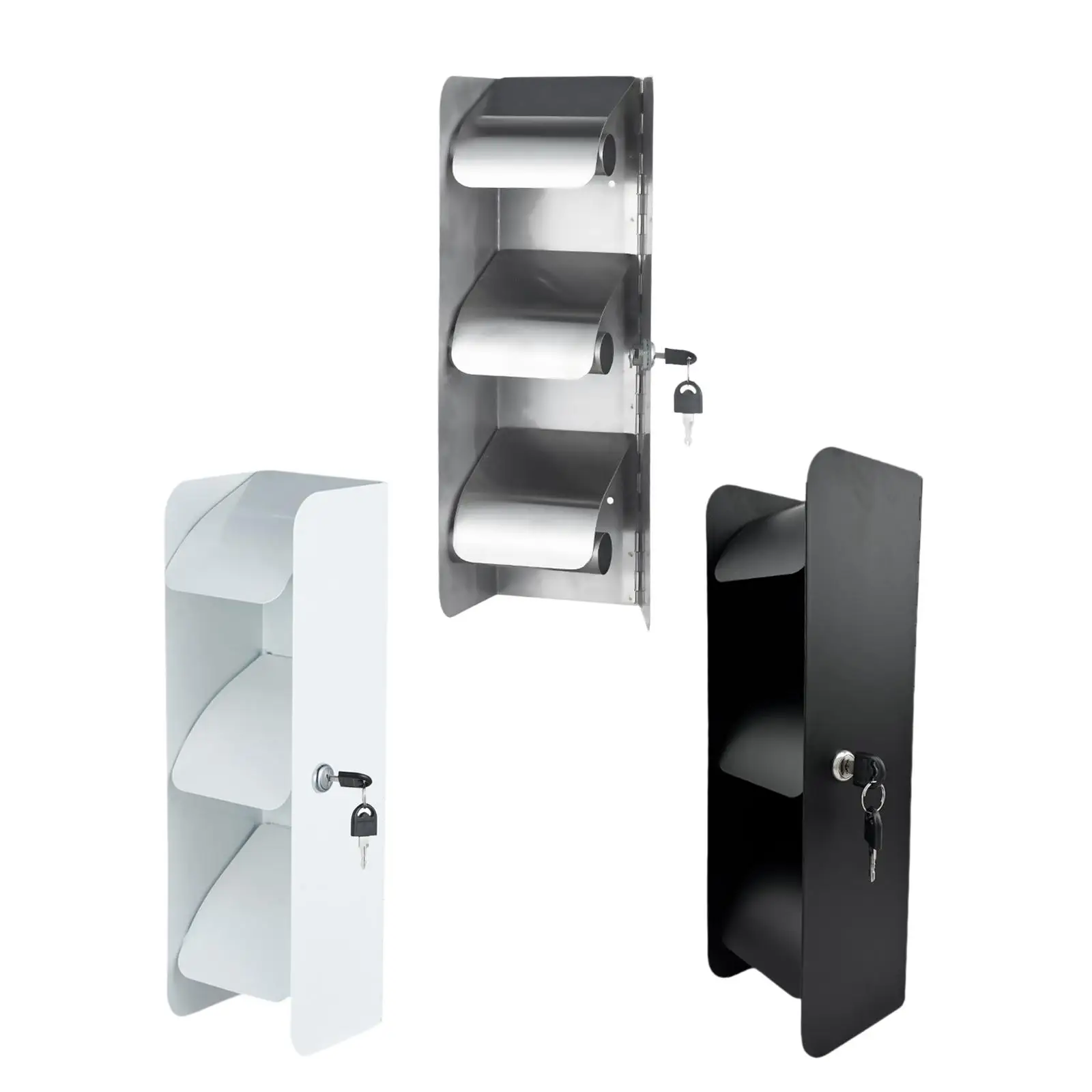 Triple Toilet Paper Holder Wall Mounted Hold 3 Rolls Toilet Paper Dispenser Decor Restroom Lockable Toilet Tissue Dispenser