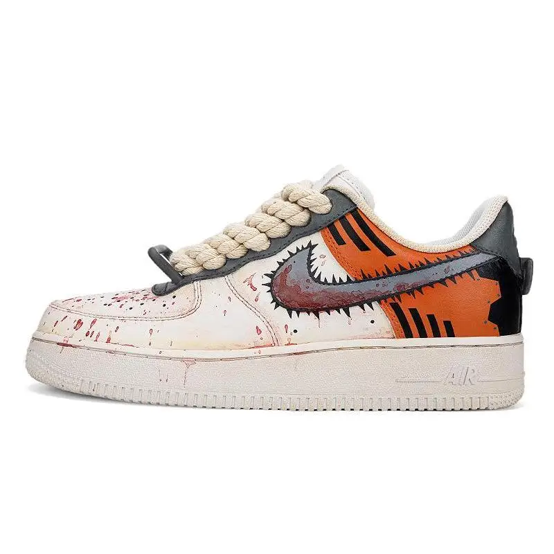

[Custom AF1 Tiger Roar Thick Hemp Rope]Nike Air Force 1 Anti-Slip And Wear-Resistant Lightweight Low-Top Skateboard Shoes Men