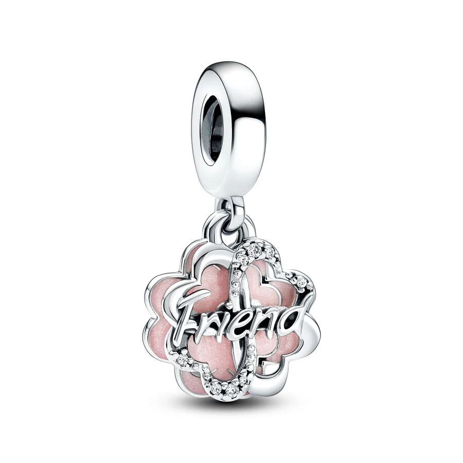 Hot Sale Pink Crystal & Enamel Charms Beads Fit Original European Bracelet,Flower,Heart-shaped,Silver Plated Women Jewelry Gifts view 6