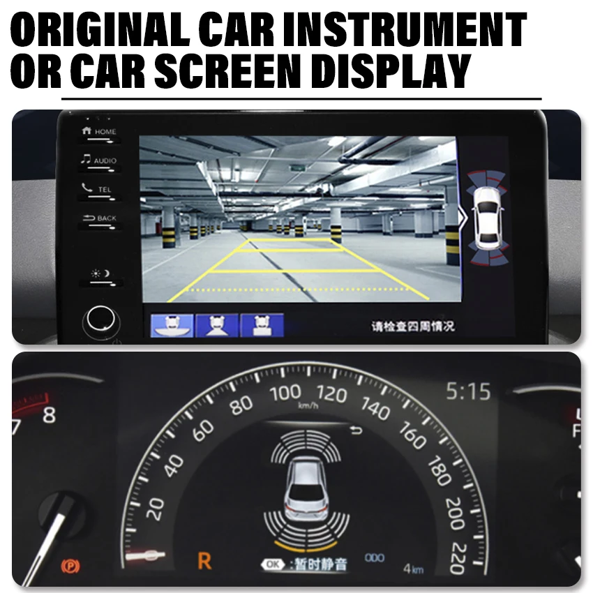 Car Parking Sensor Reverse Backup Radar 8 Probes Beep Show Distance on Display Sensor Video System For Toyota Land Cruiser 16-26