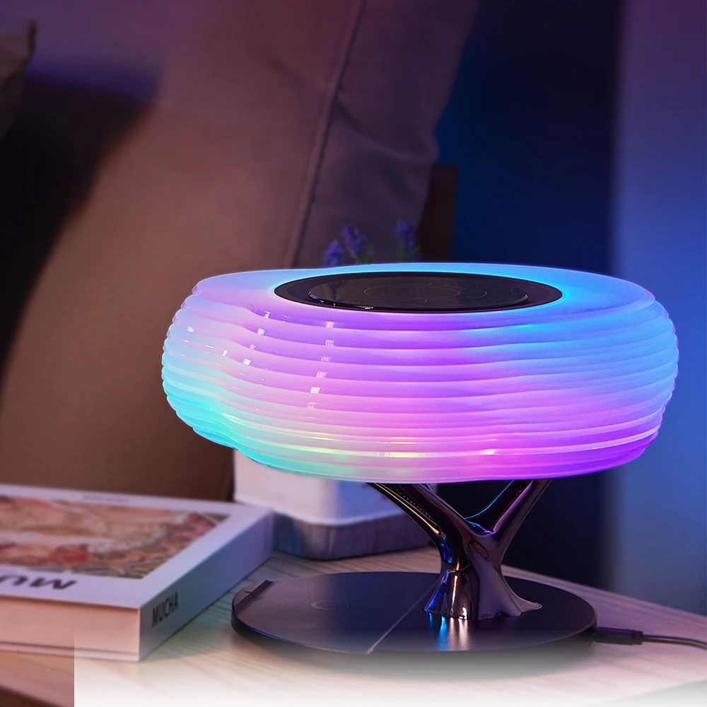 Multi-function RGB Atmosphere Lamp Cloud Night Light  Speaker Smart LED Wireless Charging Table Lamp