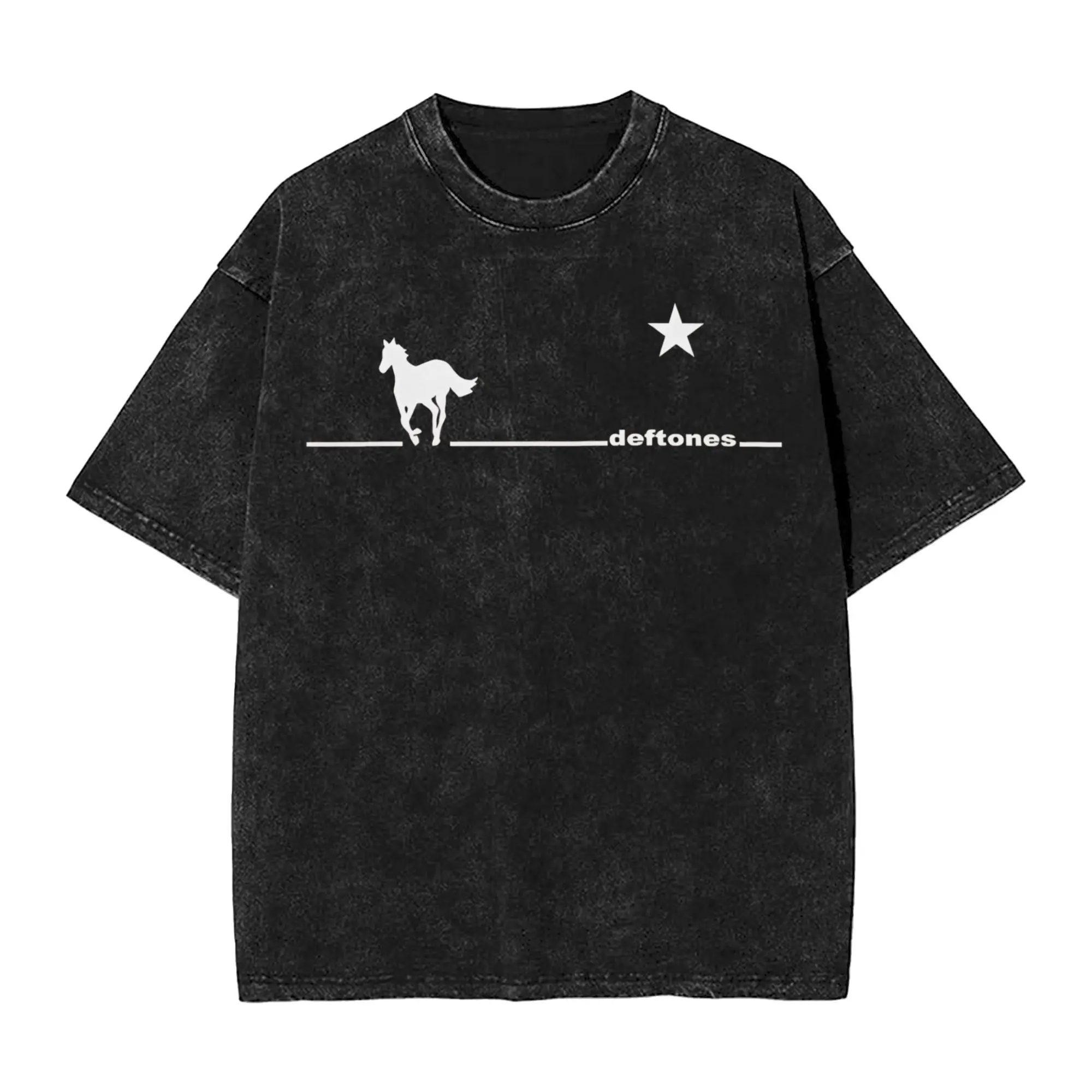 

2000 Deftones T Shirt Hip Hop Washed Oversize T-Shirts White Pony Album Men Women Tops Streetwear Graphic Printed Tops Tees