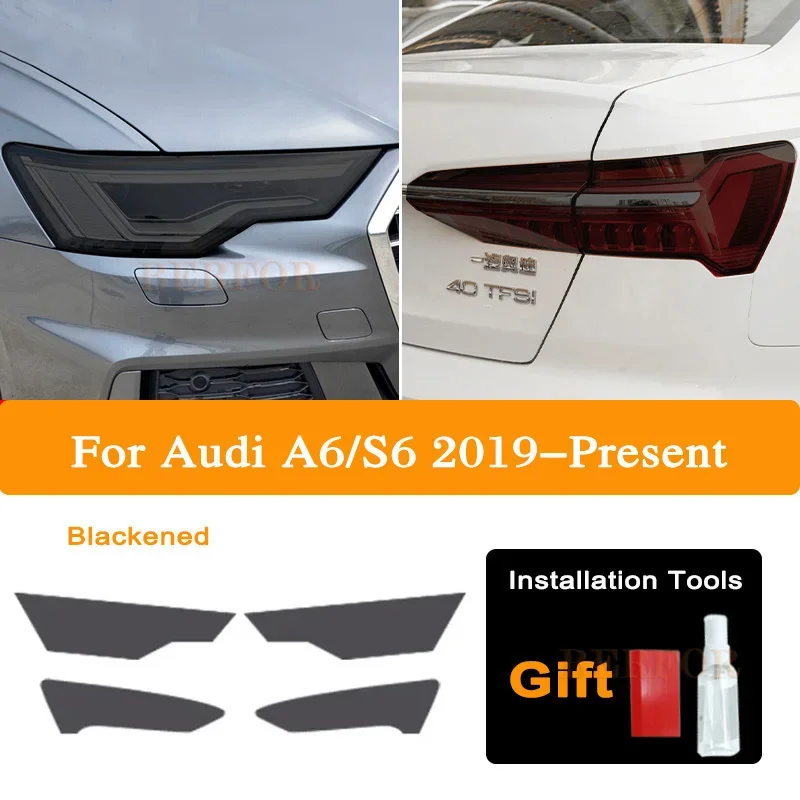 Folia ochronna TPU na reflektory samochodowe Audi A6 C8 S6 2019 2020, czarna, naklejki ochronne na tylne światła, akcesoria