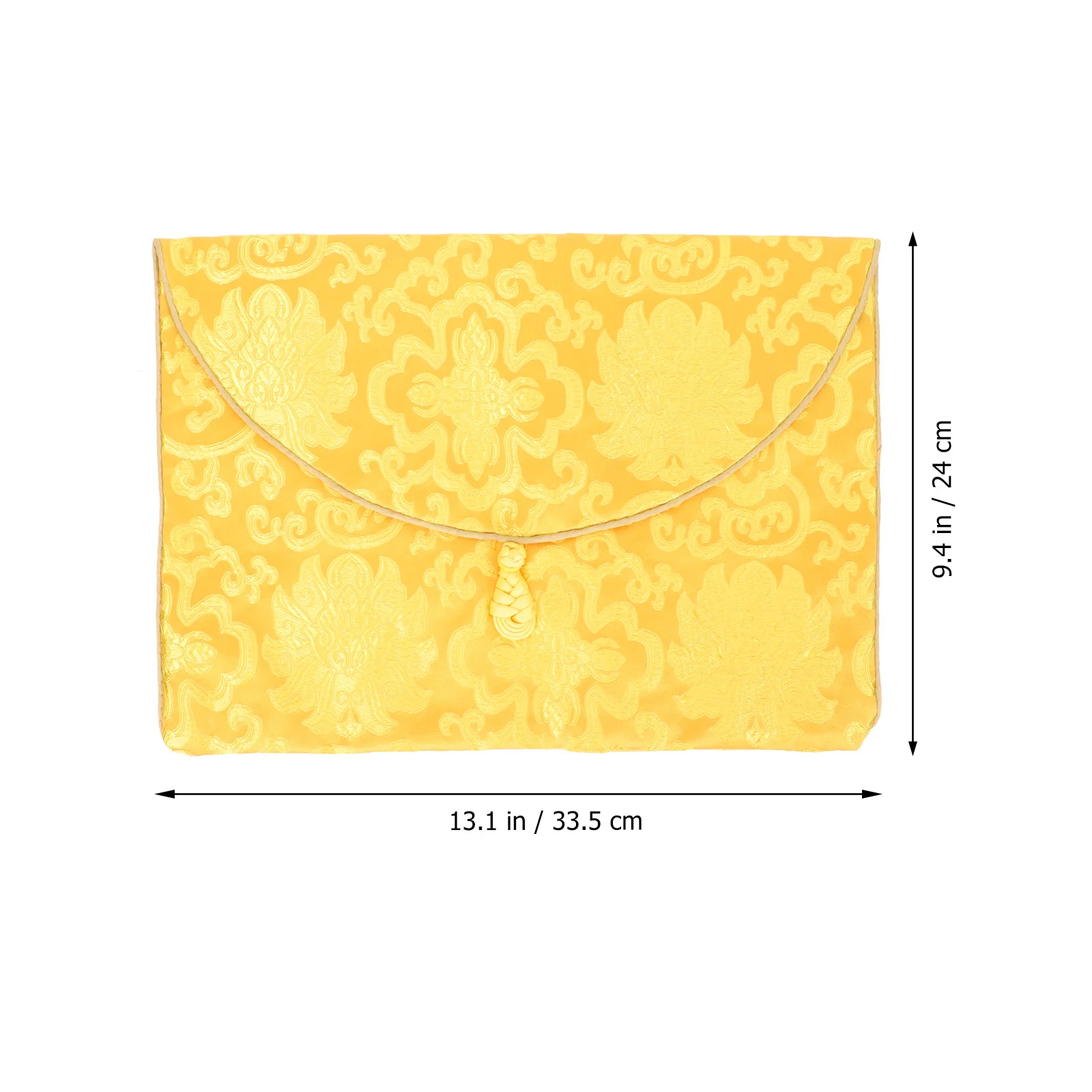 Silk Brocade Envelope A4 Size Large Document Pouch Chinese Knot Closure Gift Card Holder For Weddings Buddhist Scriptures