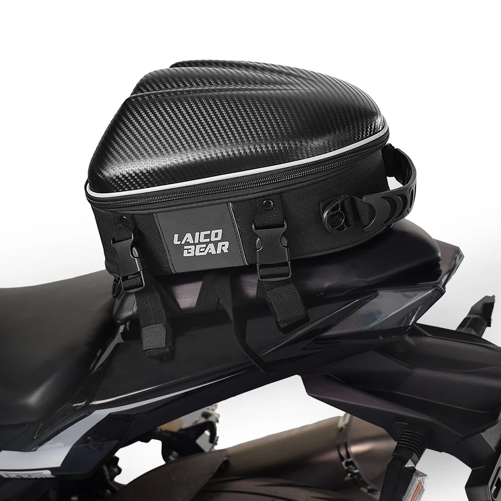 Carbon Fiber Motorcycle Bag Waterproof Motorcycle Tail Bag Tailbag Rear Pack Backseat Pack Backpack Crossbody Bag Kit Helmet Bag