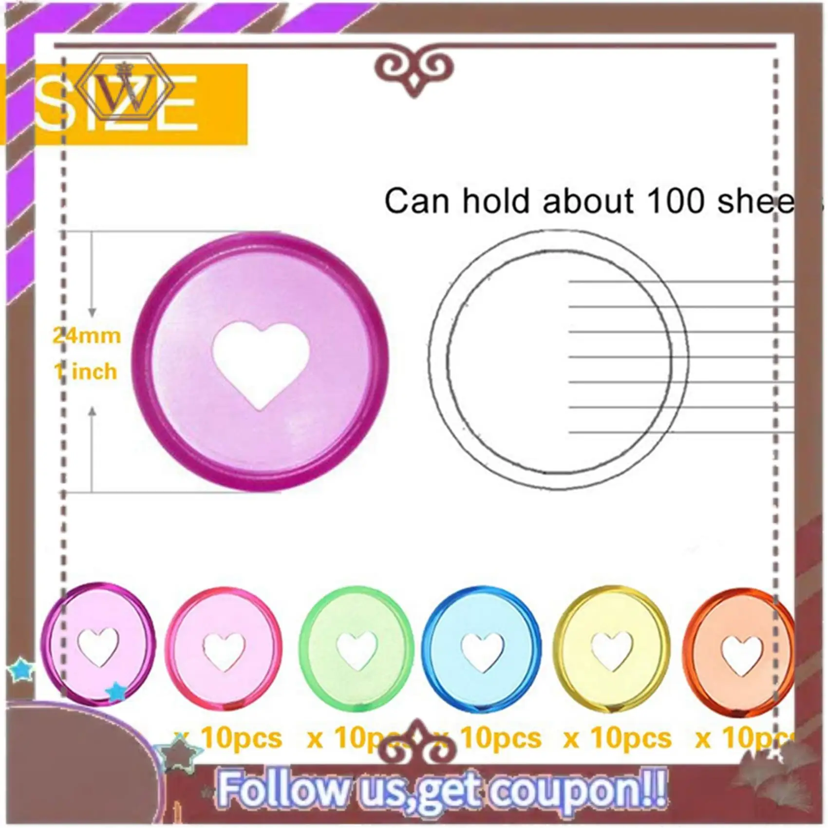 ABBG-120 Pcs 24Mm Plastic Book Binding Discs, Discbound Expansion Discs, Heart Binder Rings Mushroom Hole For DIY Notebooks