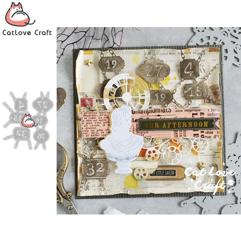 Пресс-форма для скрапбукинга для резки металла Cat Love, цифровая цепь, для творчества, рельефного тиснения, для 2022