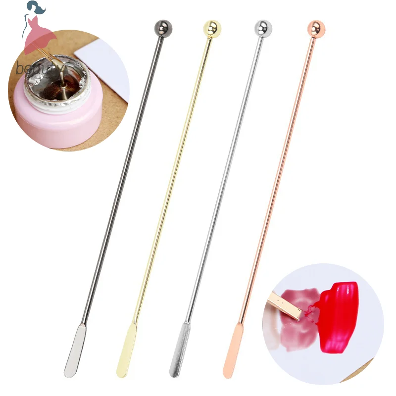 1PC Steel Nail Art Stirring Rod Gel Picker Tool For Powder Liquid Glue Rhinestone Acrylic UV Gel Mixing DIY Jewelry Accessories